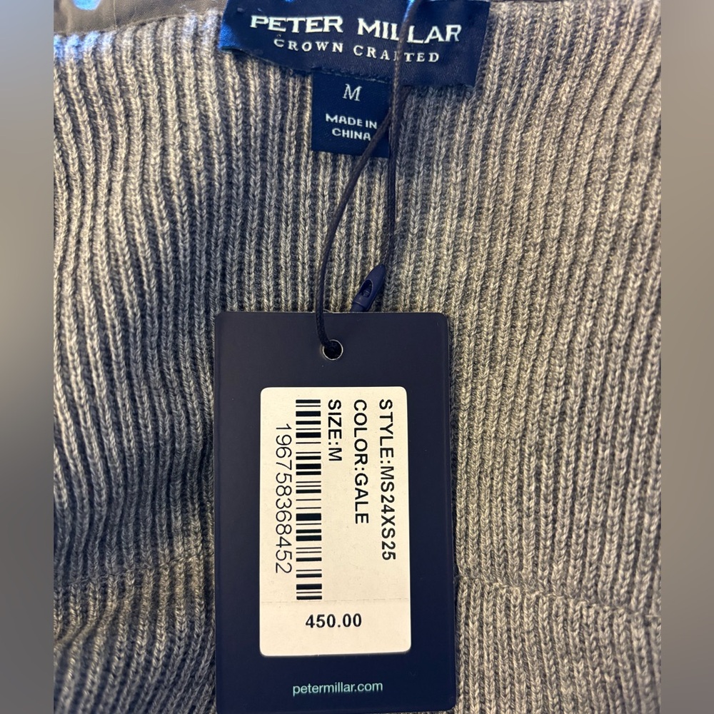 Peter Millar Gray Zip-Up Jacket 30% merino wool 70% pima cotton - Picture 6 of 13